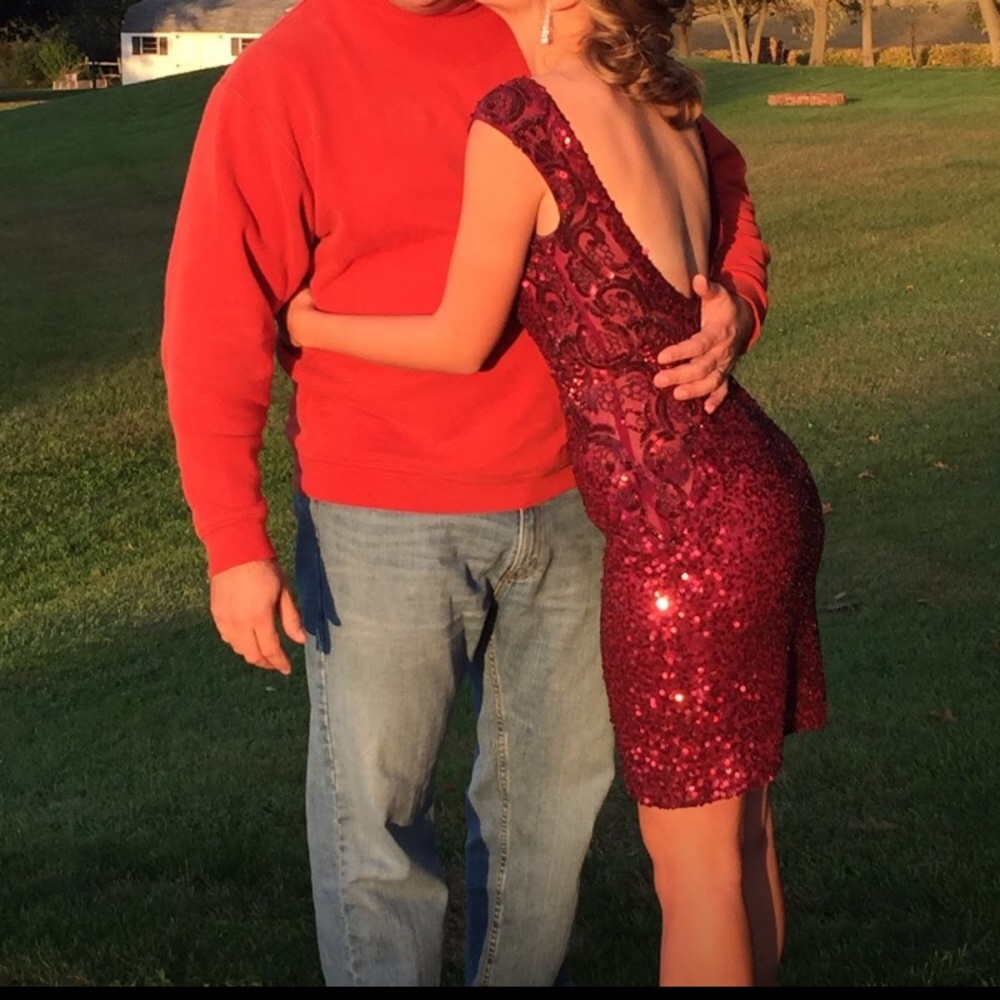 Maroon sequins mini dress